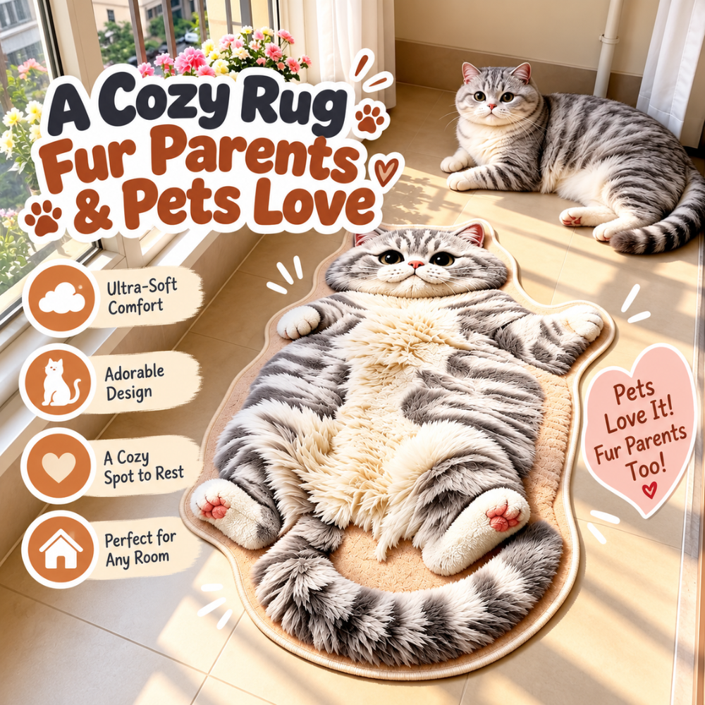 CozyPaws Cat-Shaped Rug