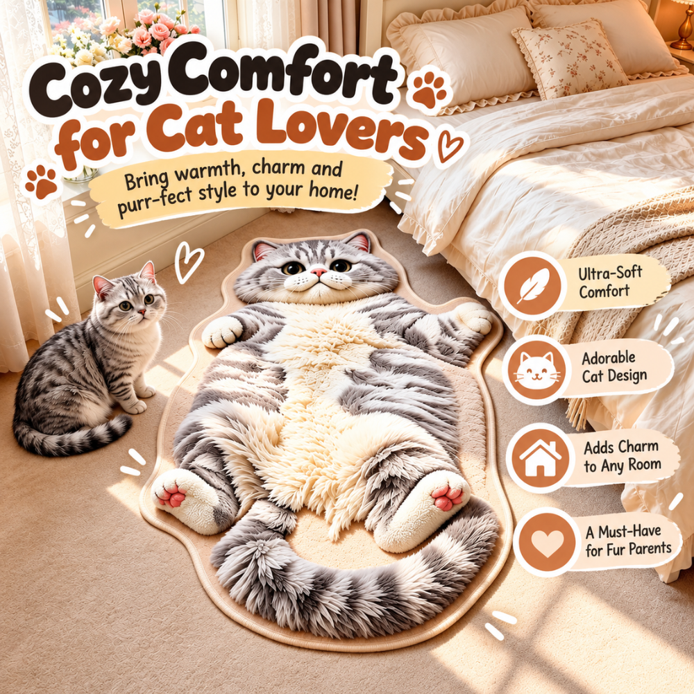 CozyPaws Cat-Shaped Rug