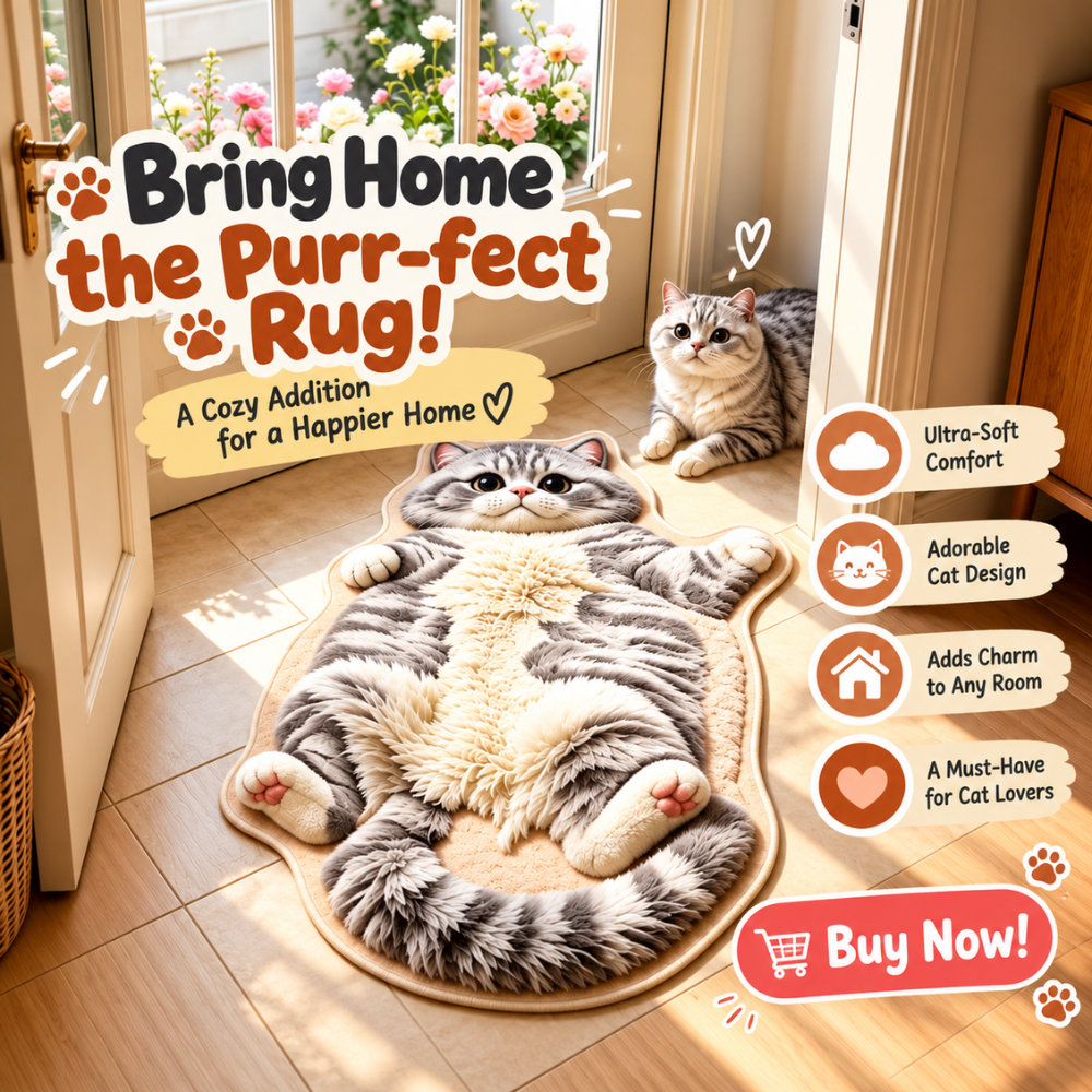 CozyPaws Cat-Shaped Rug