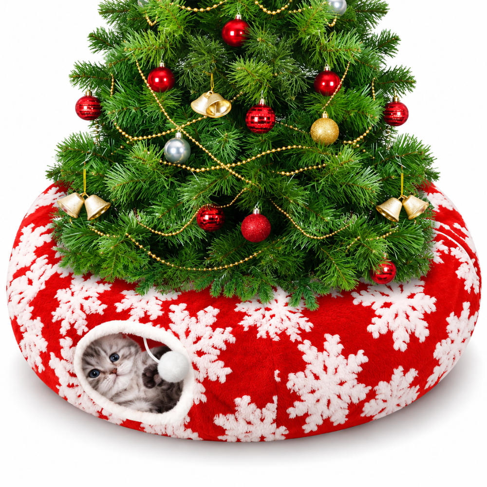 SnowPaws Christmas Tree Cat Tunnel