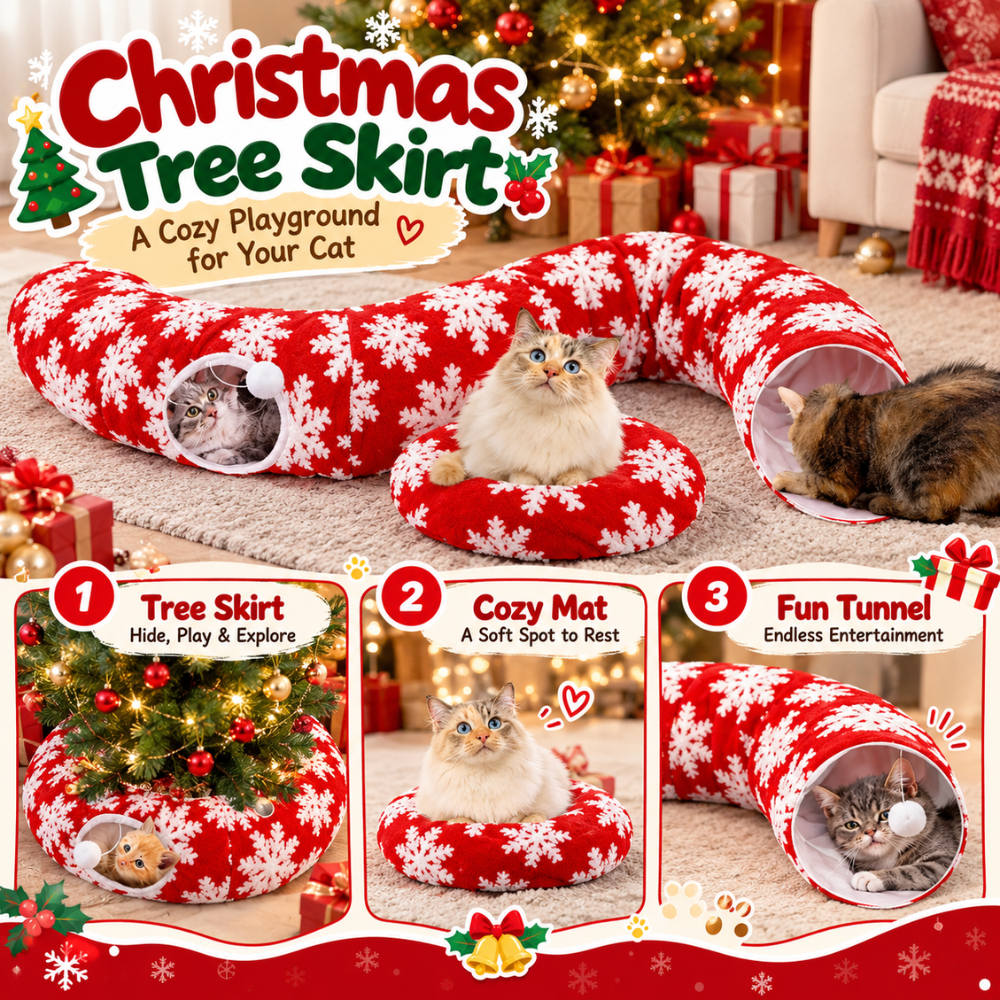 SnowPaws Christmas Tree Cat Tunnel