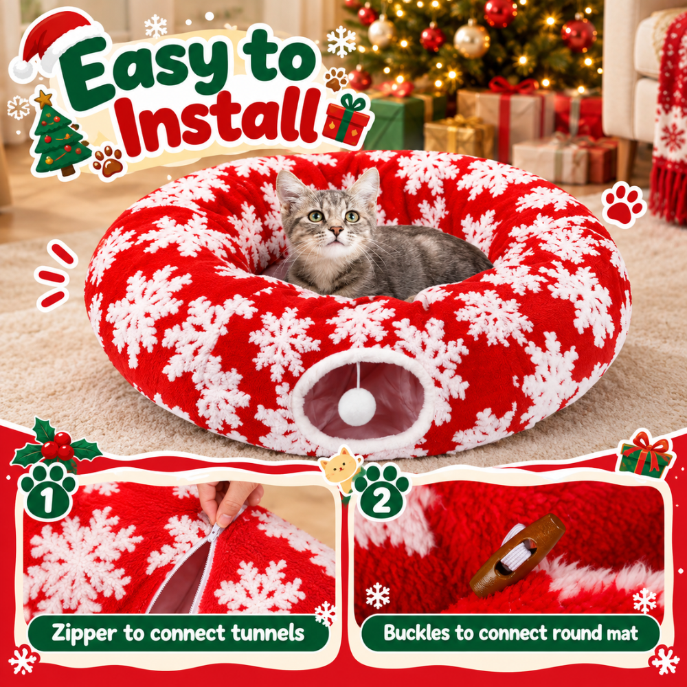 SnowPaws Christmas Tree Cat Tunnel