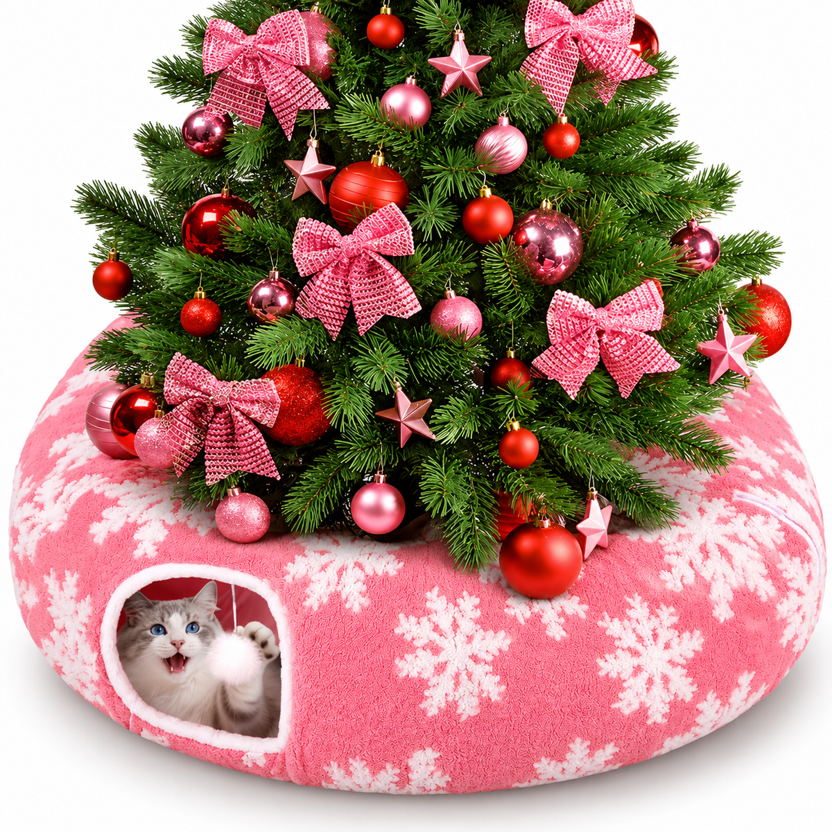 SnowPaws Christmas Tree Cat Tunnel