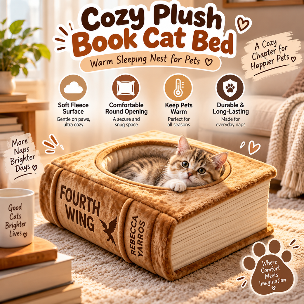 CozyBook Plush Cat Bed