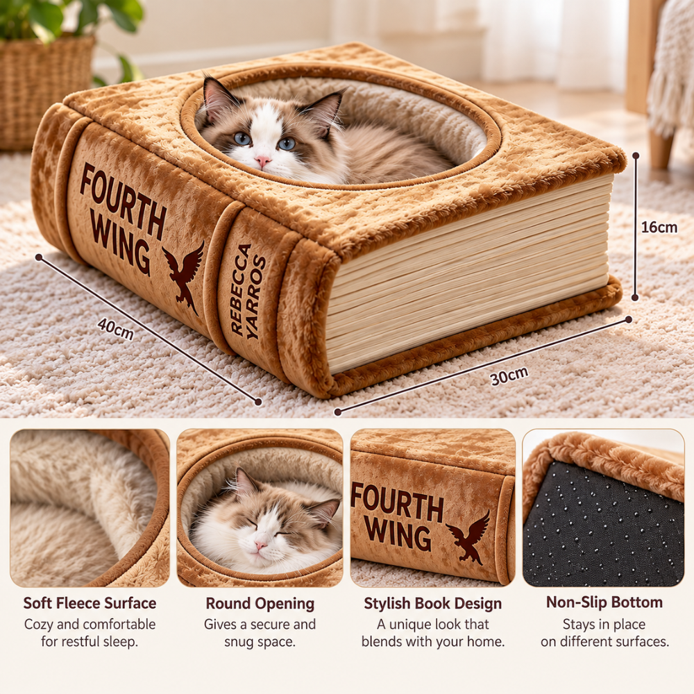 CozyBook Plush Cat Bed