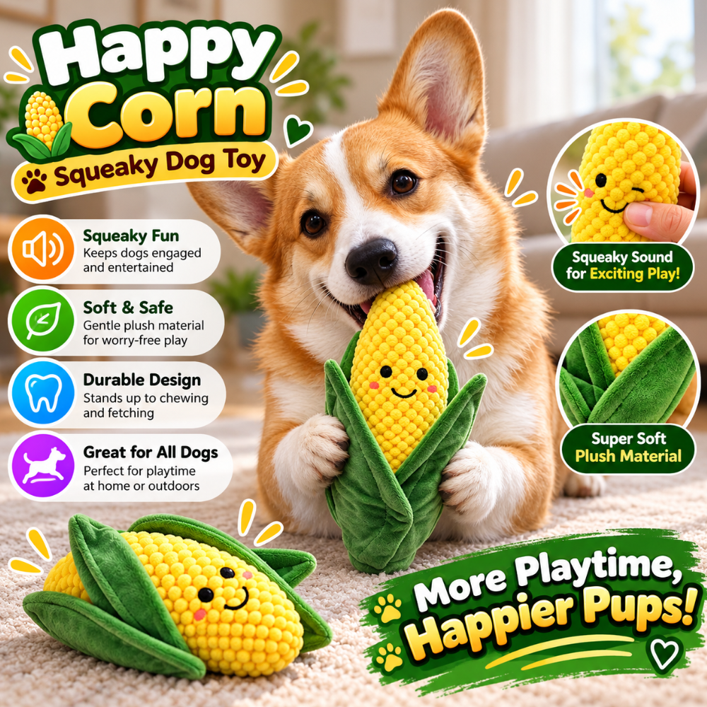Happy Corn Squeaky Dog Toy