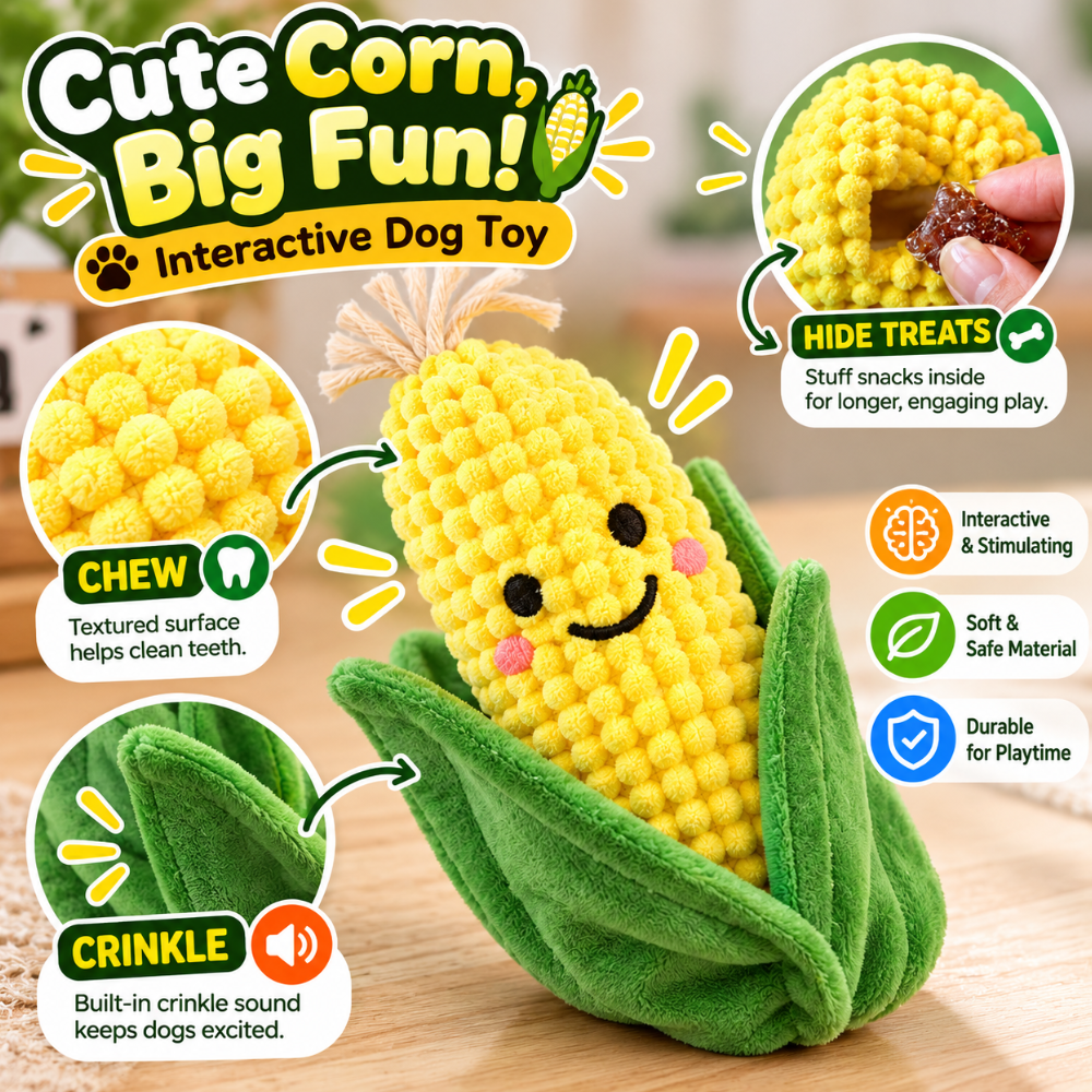 Happy Corn Squeaky Dog Toy