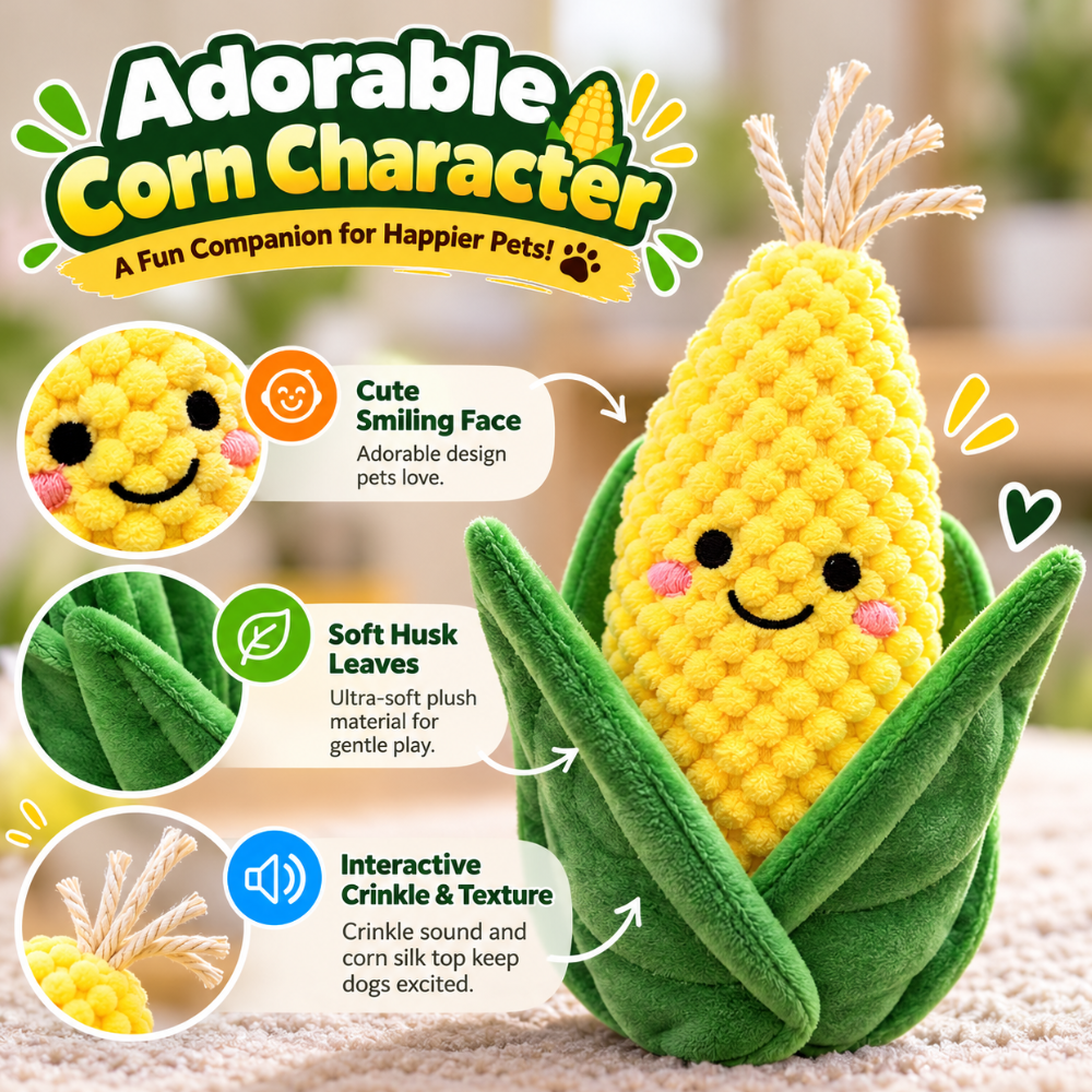 Happy Corn Squeaky Dog Toy