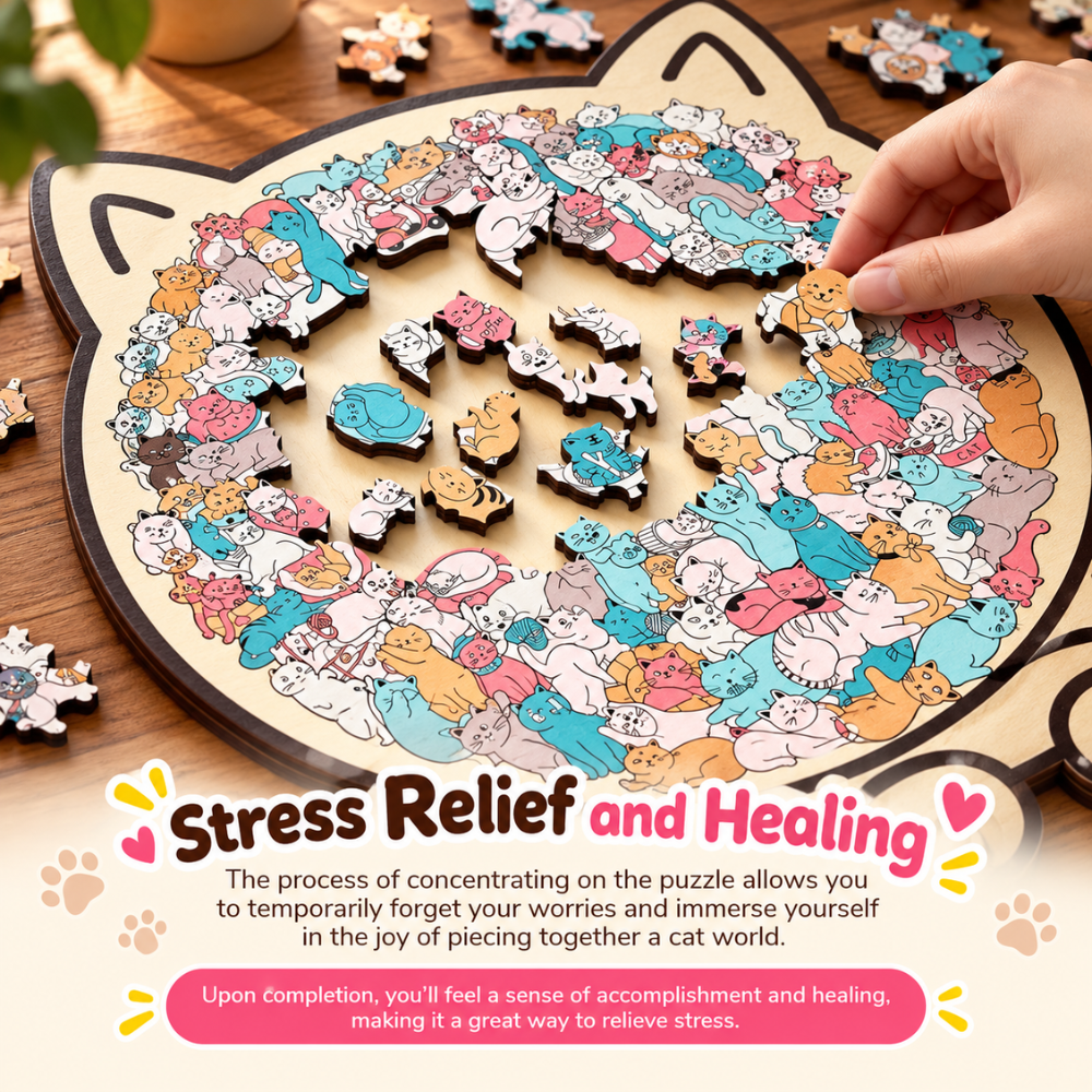 CozyCats Wooden Jigsaw Puzzle